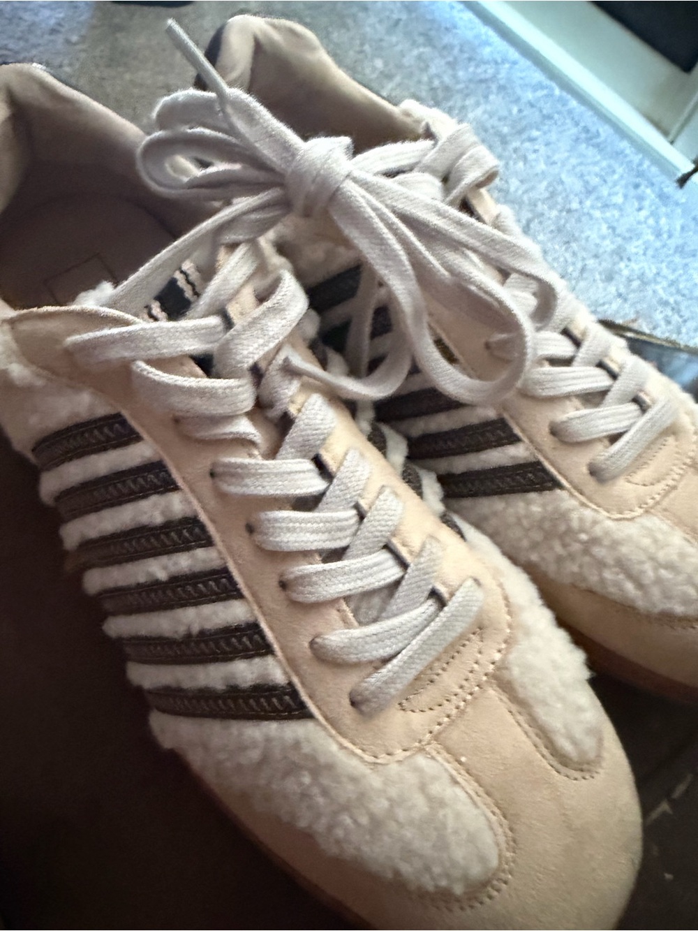 Women’s Cream Sherpa Lace-Up Sneakers
